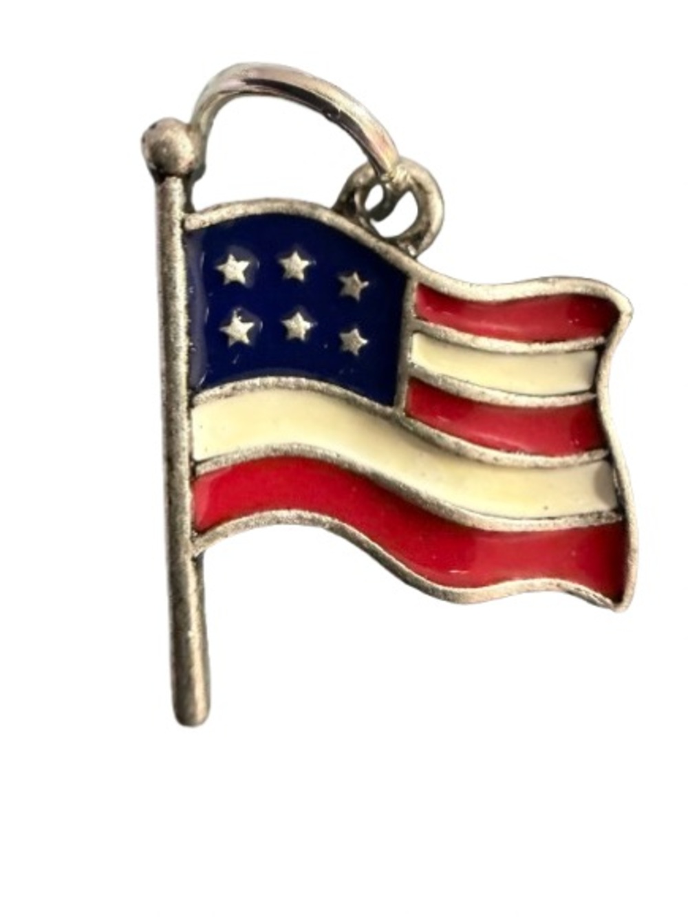 Waving American Flag Charm - Red, White & Blue